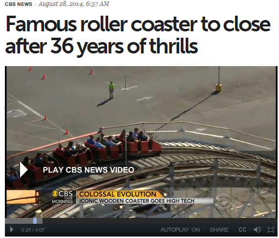 famous roller coaster to close after 36 years of thrills